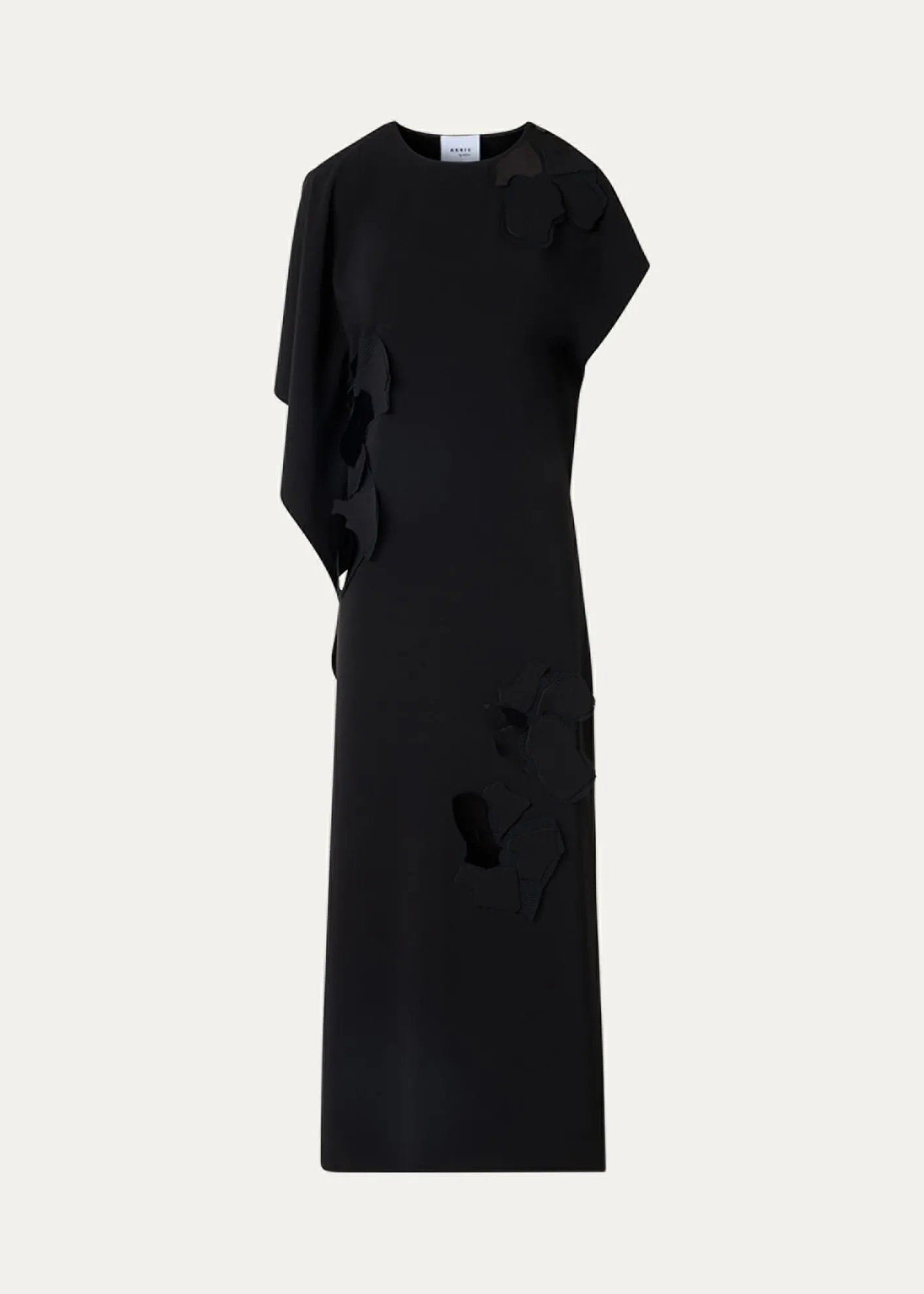 Akris puntoSleeveless Asymmetric Draped Papercut Flower Crepe Midi Dress
