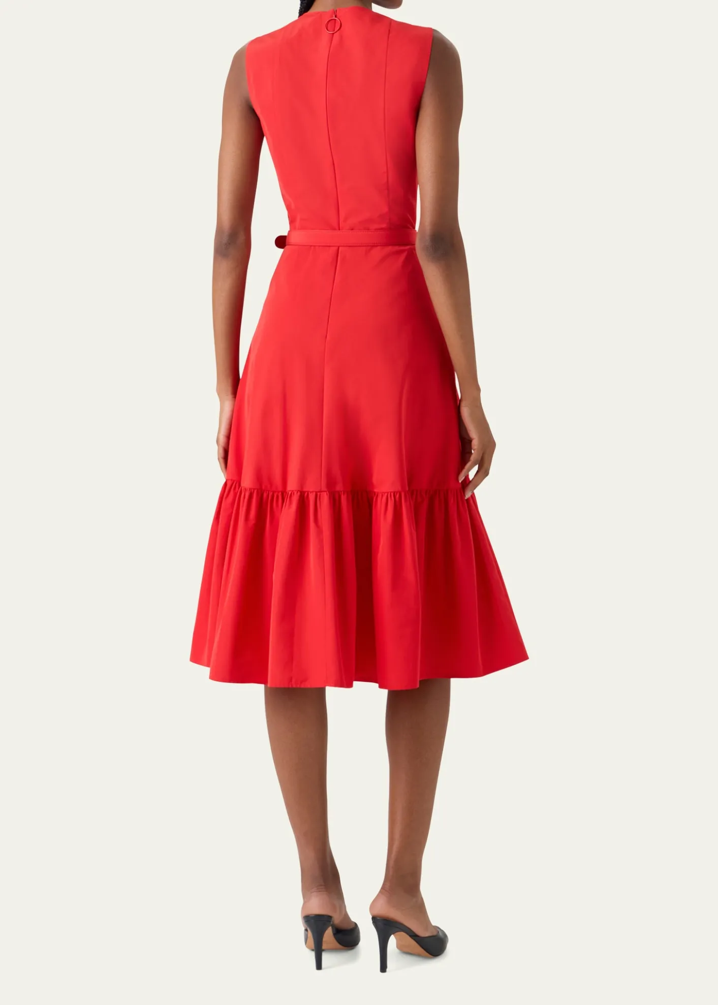 Akris puntoSleeveless Belted Taffeta Midi Dress