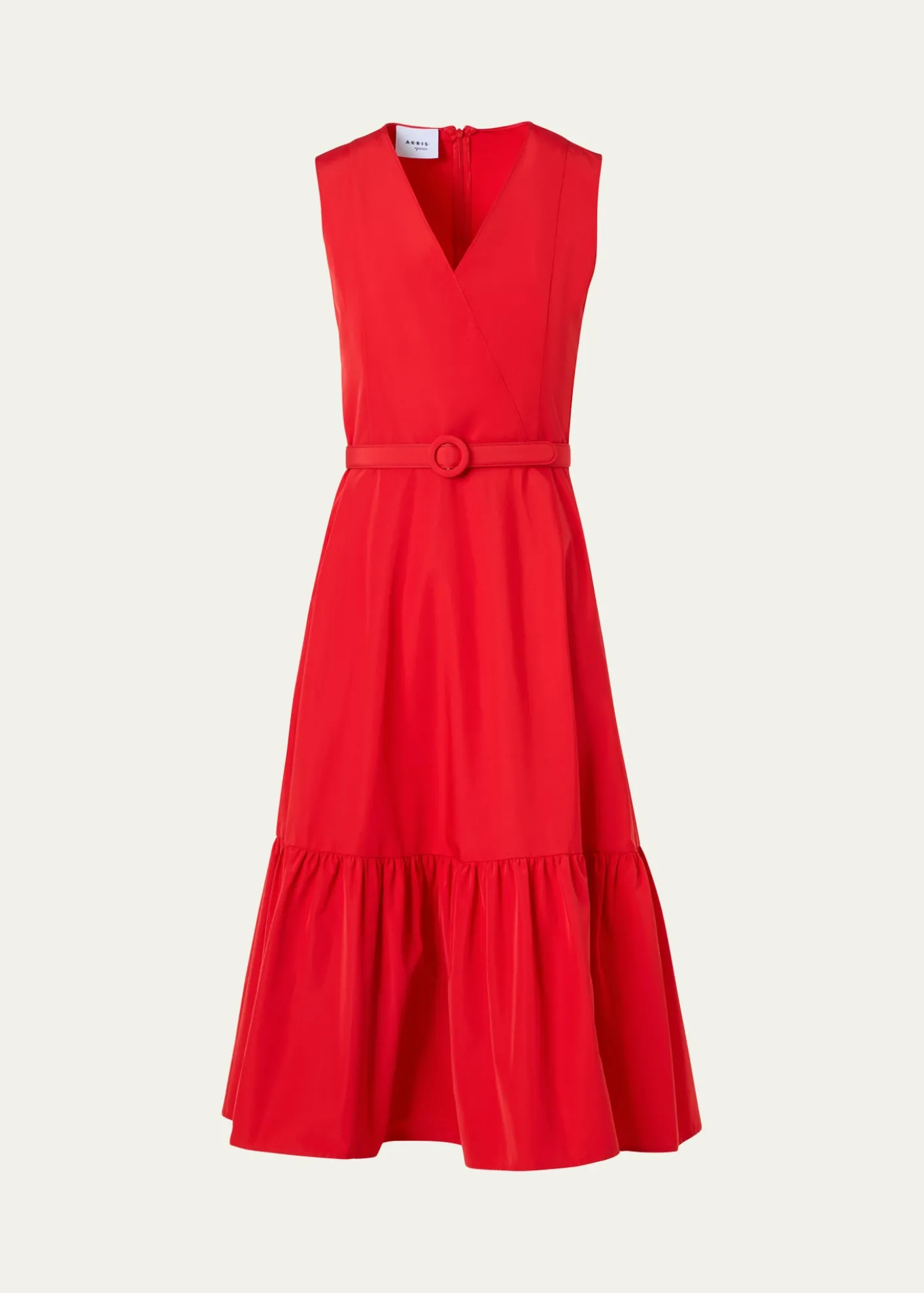 Akris puntoSleeveless Belted Taffeta Midi Dress