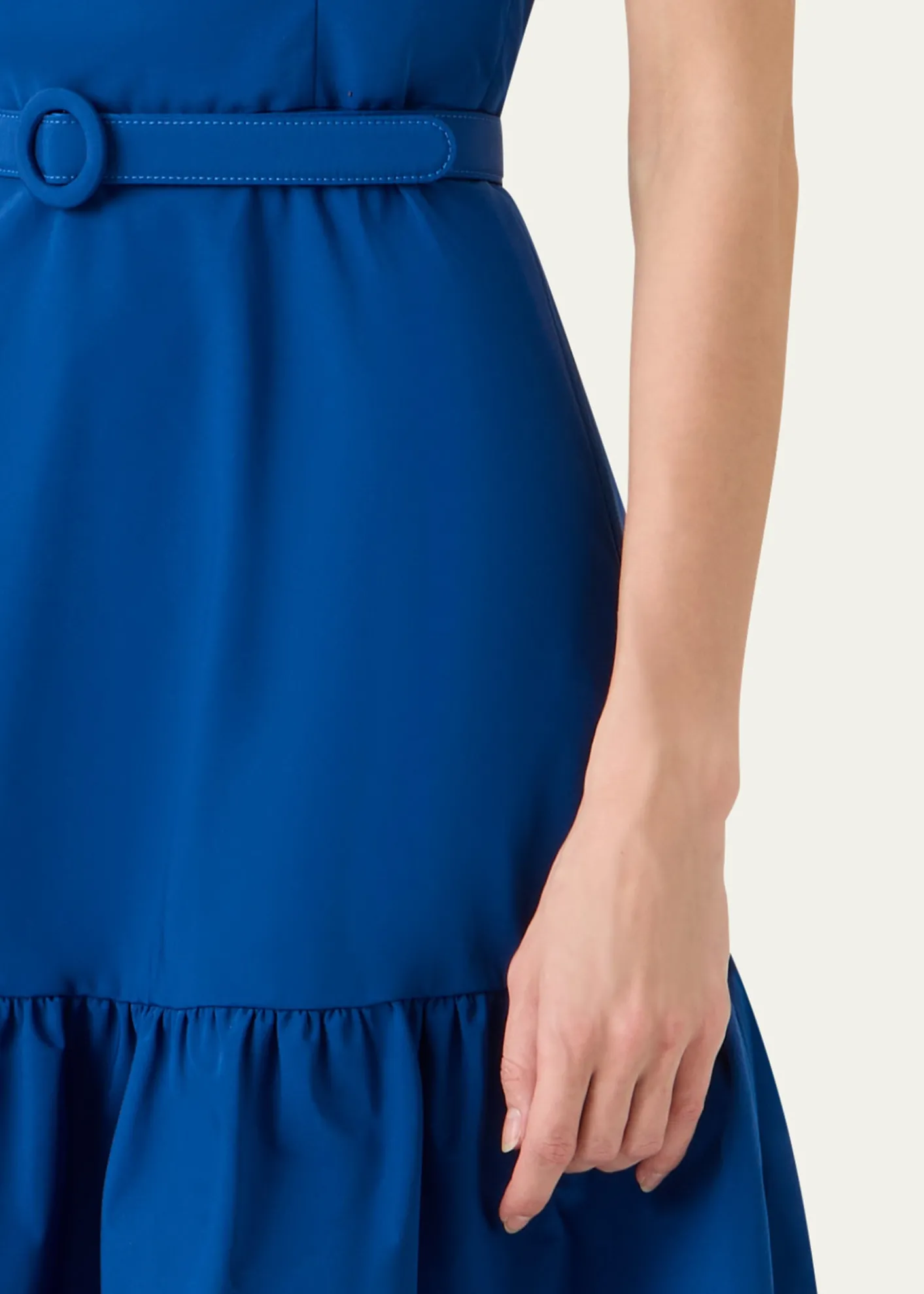Akris puntoSleeveless Belted Ruffle Knee-Length Dress