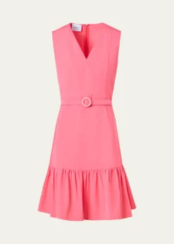 Akris puntoSleeveless Belted Ruffle Knee-Length Dress