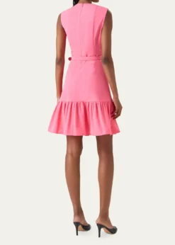 Akris puntoSleeveless Belted Ruffle Knee-Length Dress