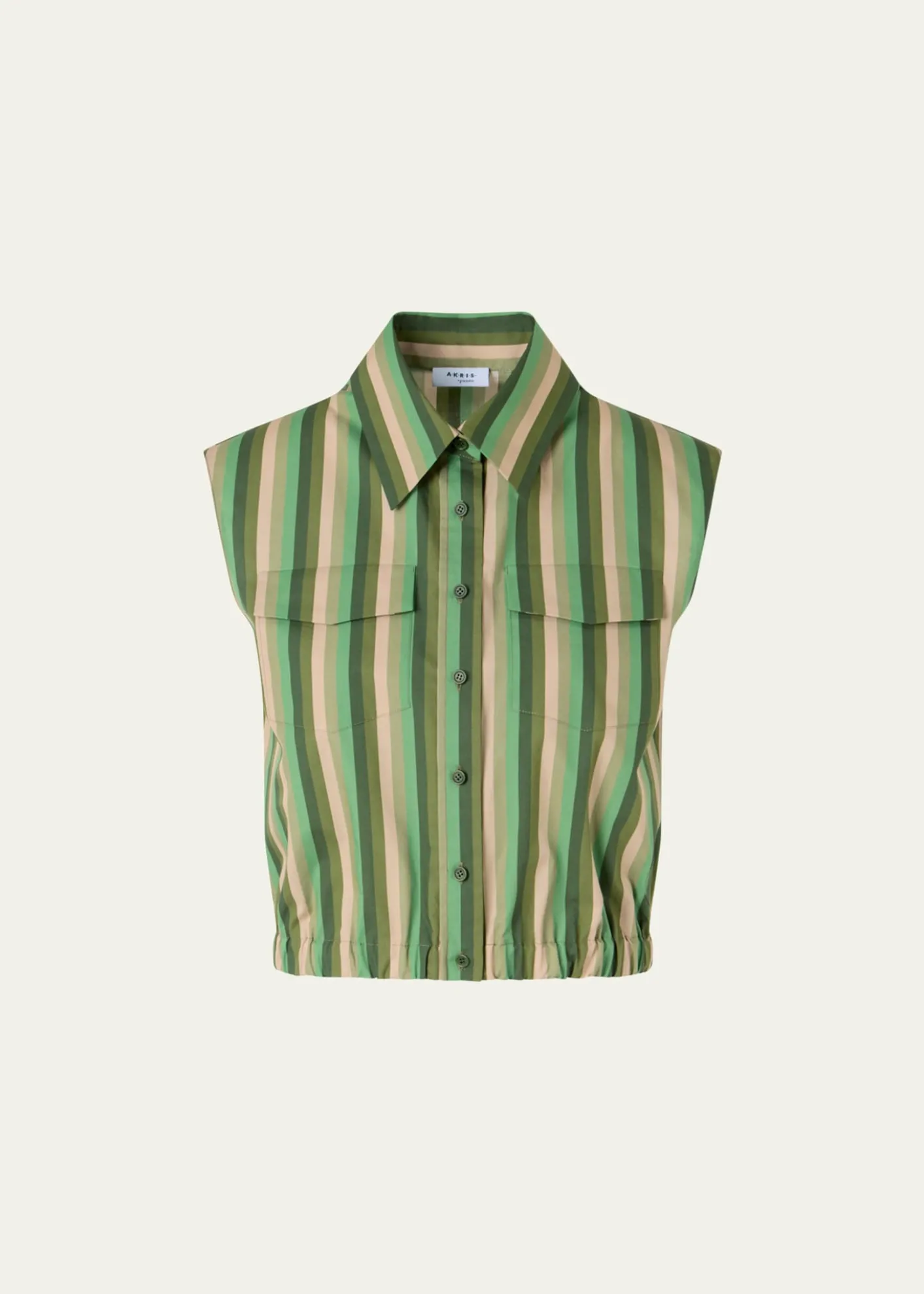 Akris puntoSleeveless Parasol Striped Cotton Poplin Crop Shirt