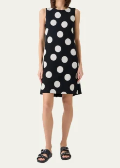 Akris puntoSleeveless XL Polka Dot Shift Dress