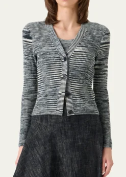 Akris puntoSpace Dye Ribbed Merino Cardigan