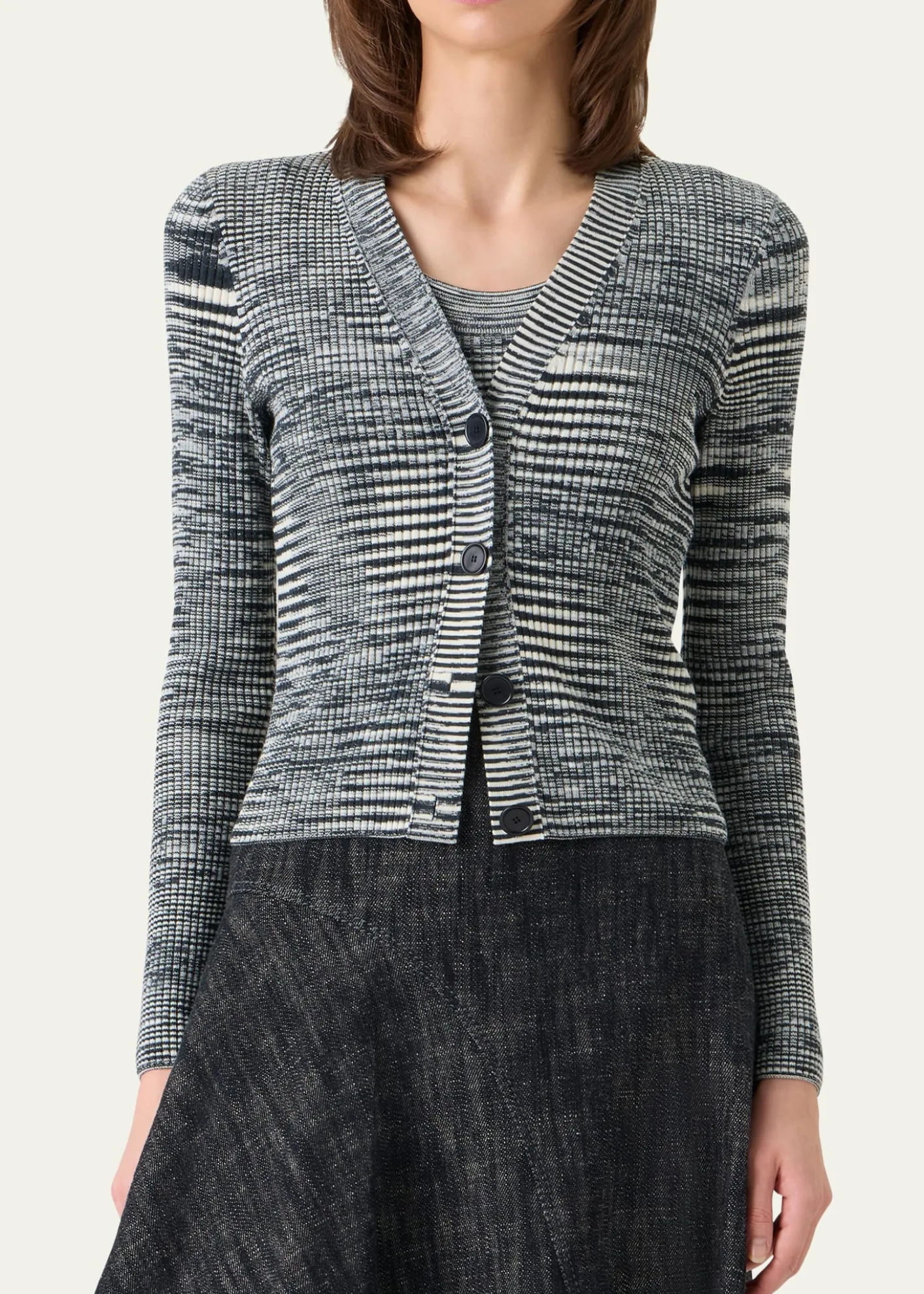 Akris puntoSpace Dye Ribbed Merino Cardigan