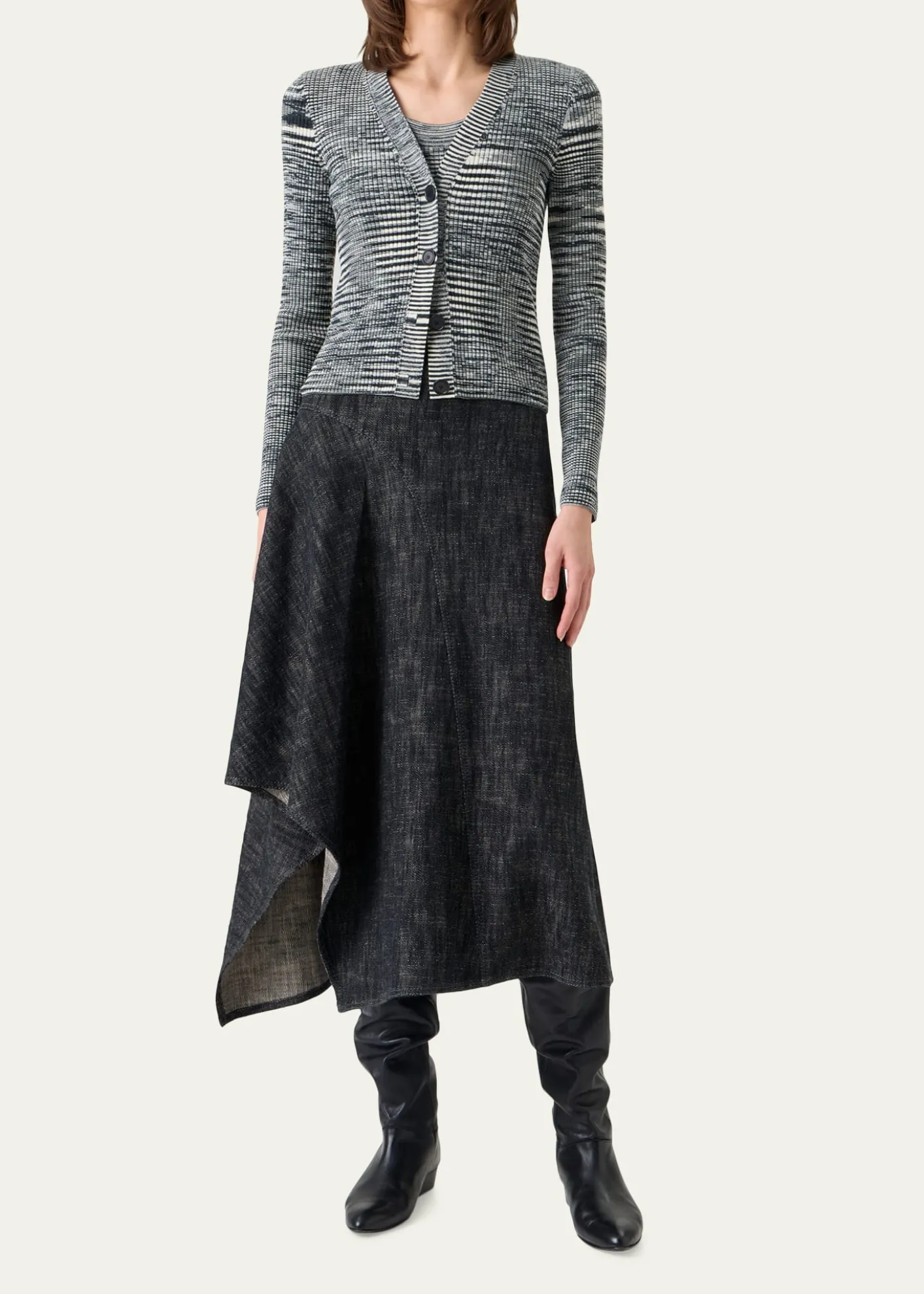 Akris puntoSpace Dye Ribbed Merino Cardigan