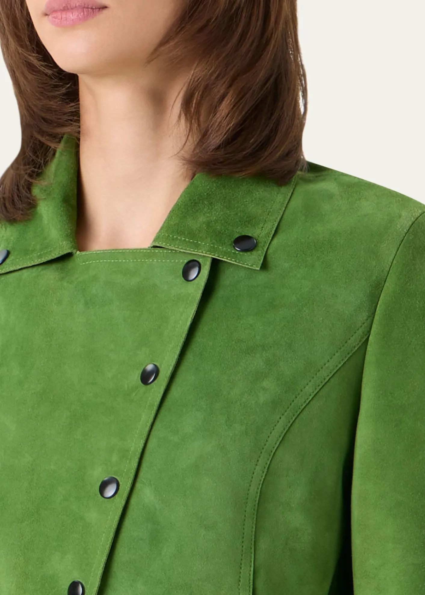 Akris puntoSuede Crop Moto Jacket