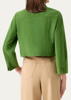 Akris puntoSuede Crop Moto Jacket