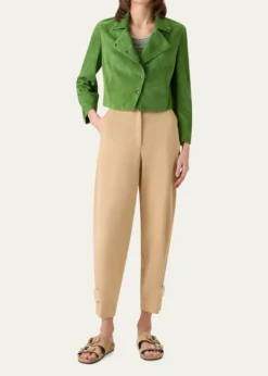 Akris puntoSuede Crop Moto Jacket