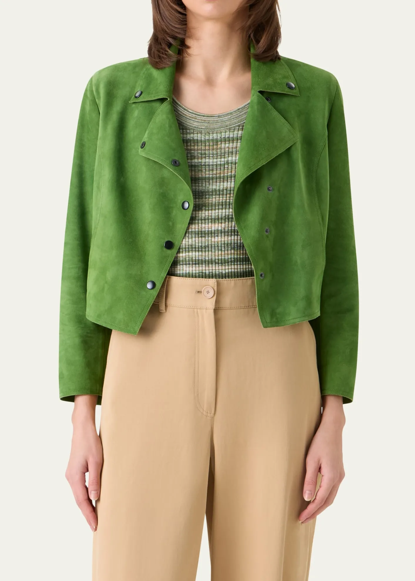 Akris puntoSuede Crop Moto Jacket