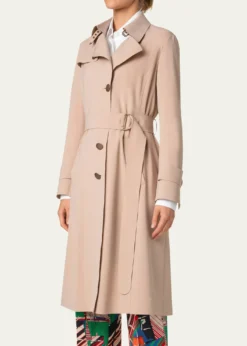 Akris puntoTechno Laser Cut Crepe Belted Trench Coat
