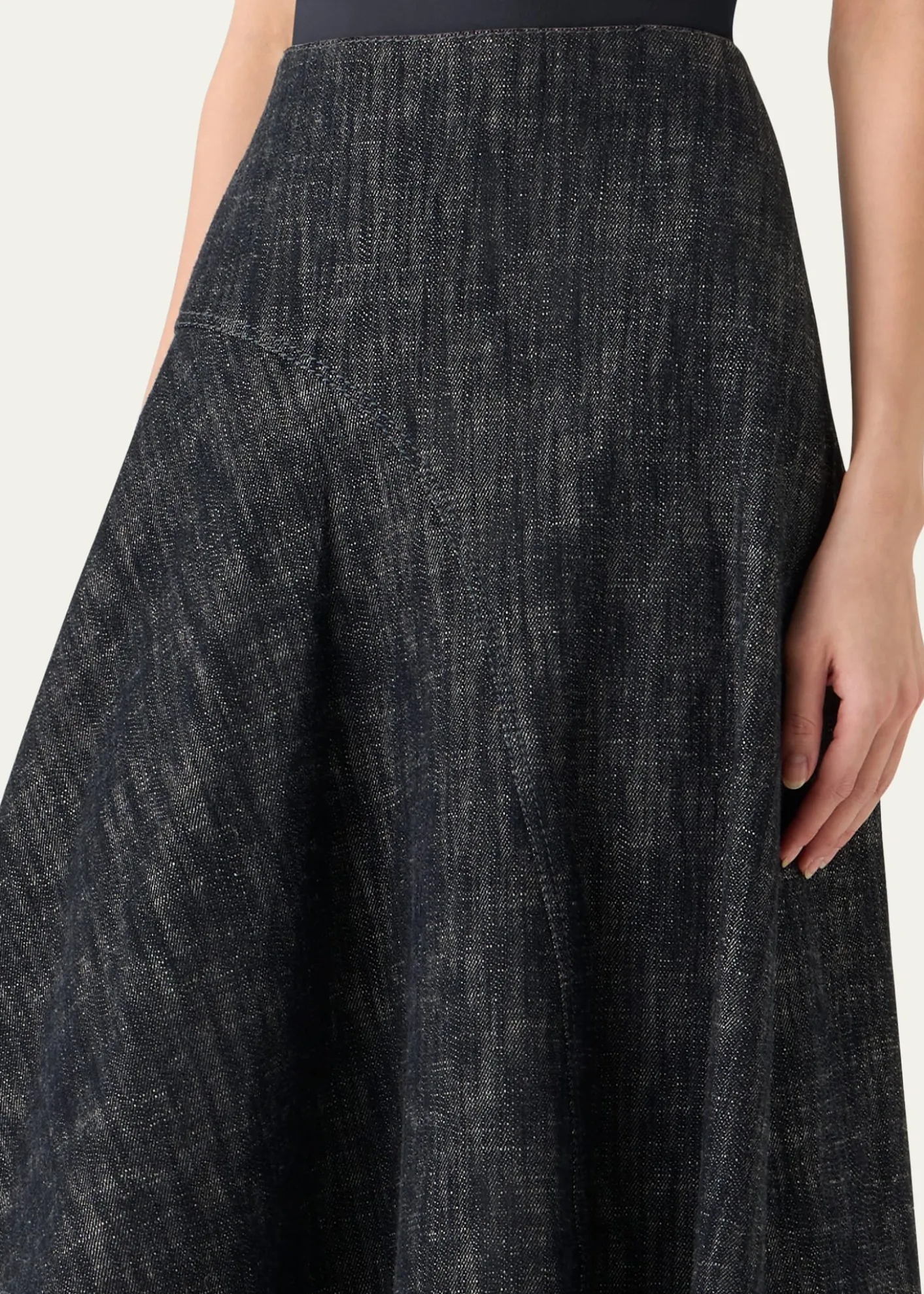 Akris puntoWashed Heavyweight Cotton Denim Midi Skirt