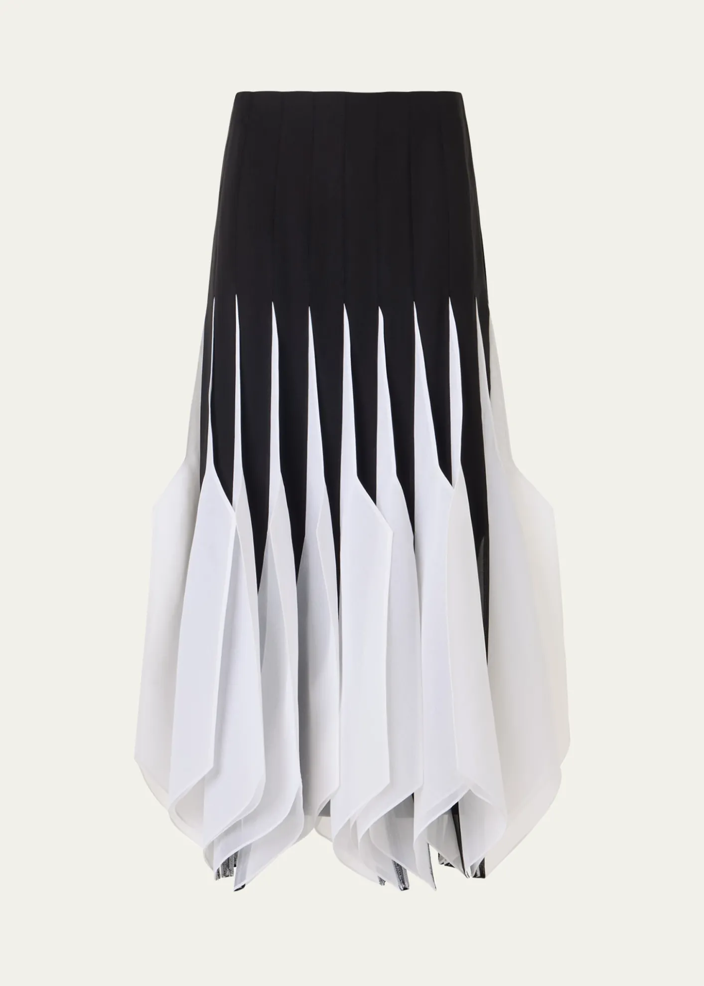 AkrisRibbon Inset Panama Silk Organza Midi Skirt
