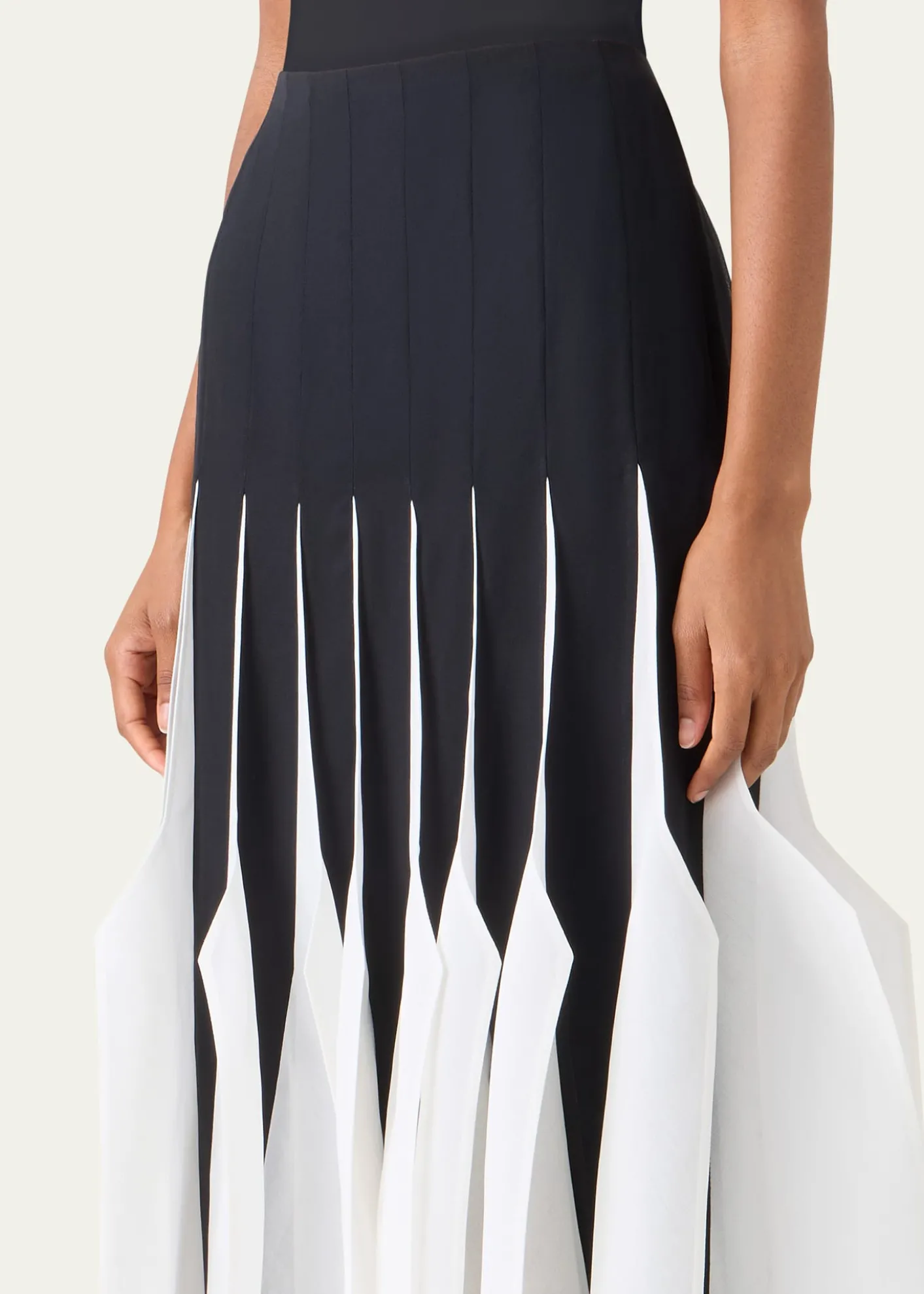 AkrisRibbon Inset Panama Silk Organza Midi Skirt