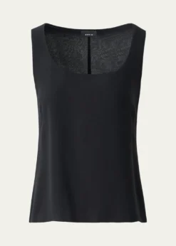 AkrisScoop-Neck Silk Georgette Tank Top