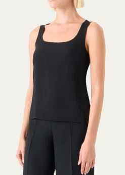 AkrisScoop-Neck Silk Georgette Tank Top