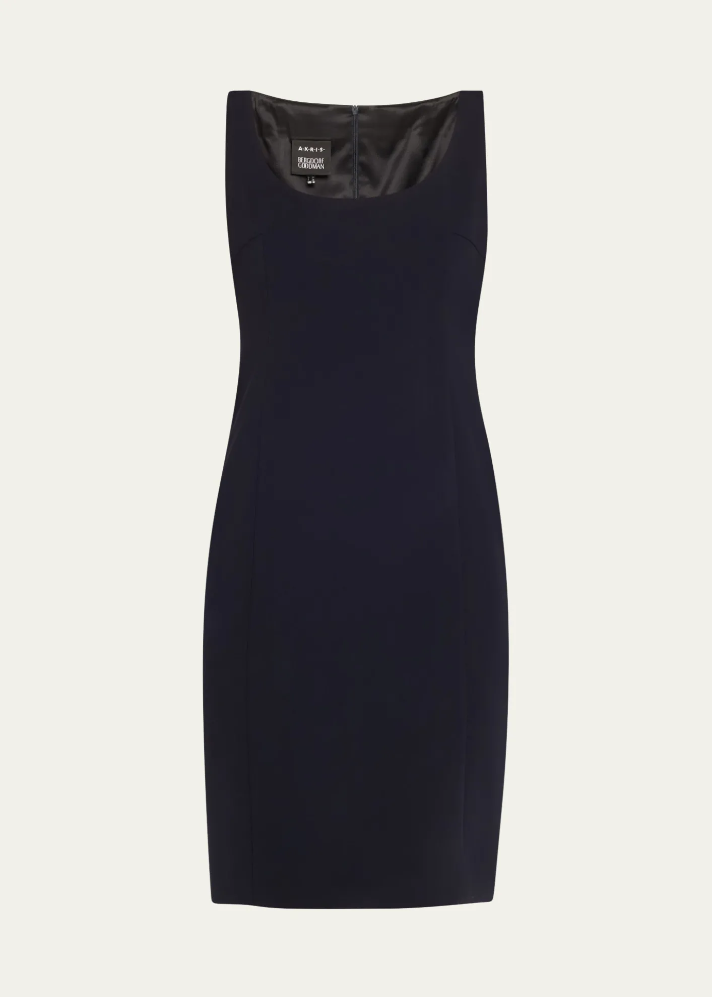 AkrisScoop Neck Wool Crepe Sheath Dress