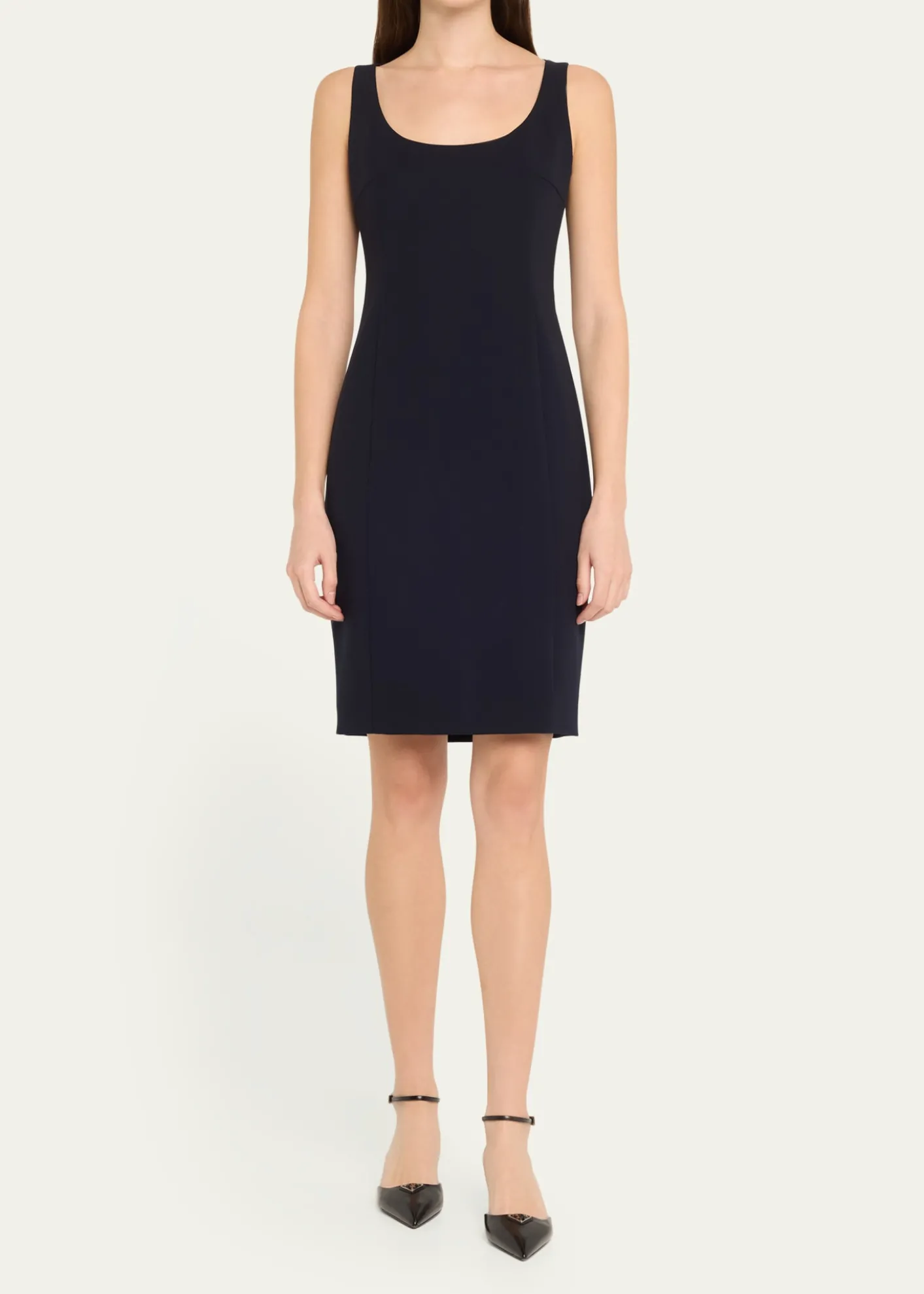 AkrisScoop Neck Wool Crepe Sheath Dress