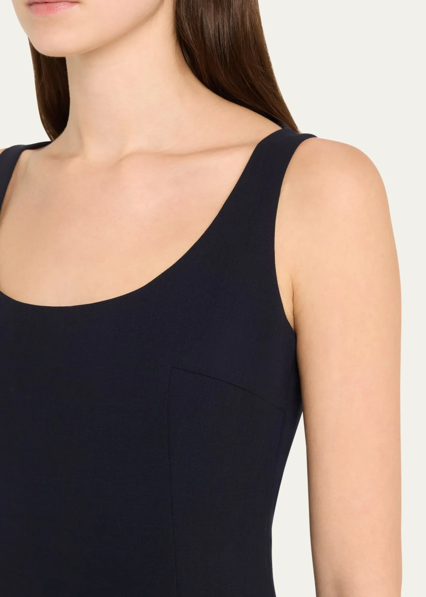 AkrisScoop Neck Wool Crepe Sheath Dress