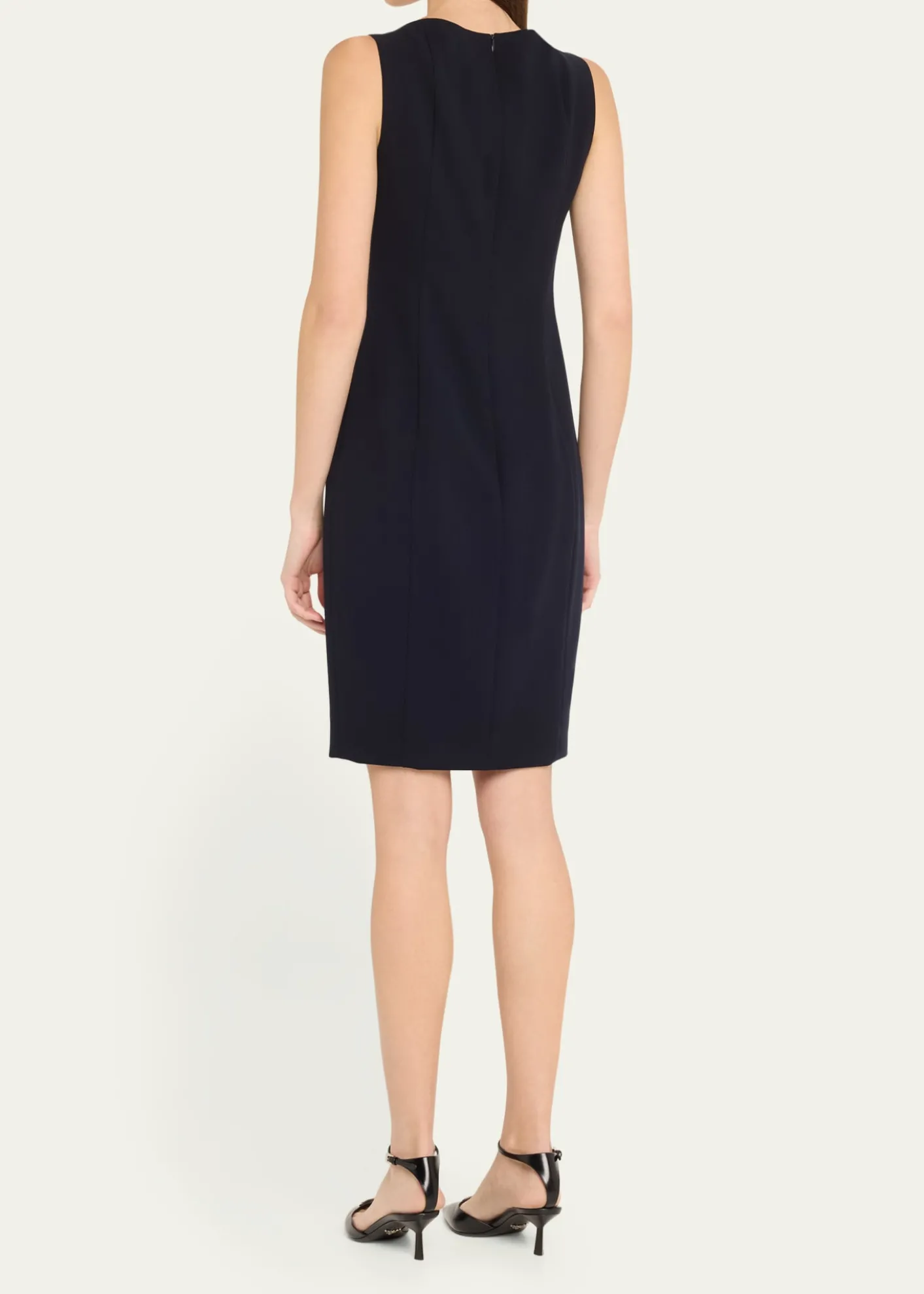 AkrisScoop Neck Wool Crepe Sheath Dress