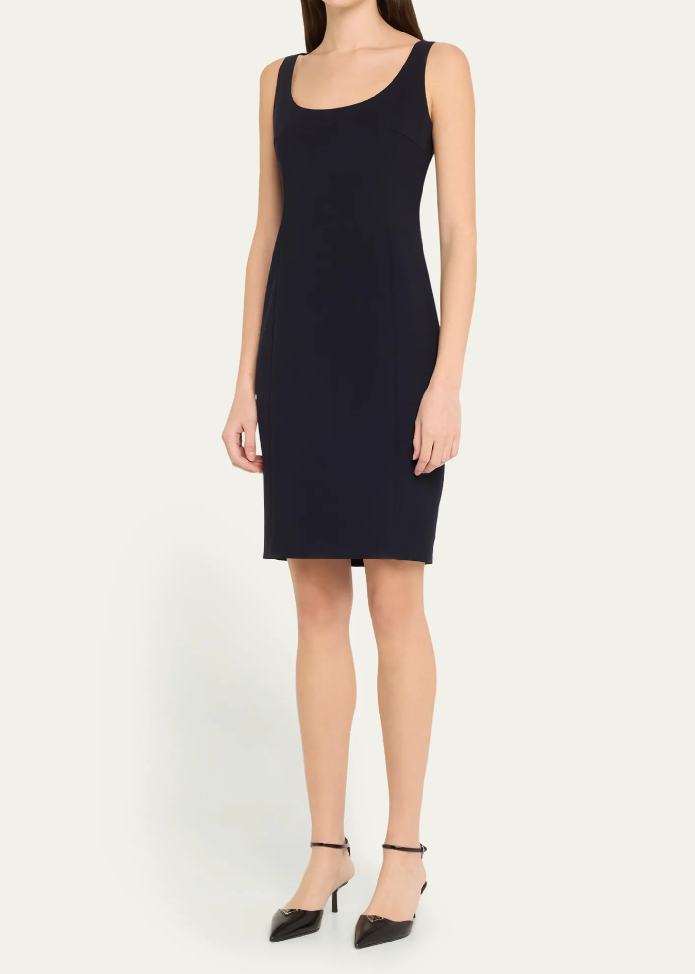 AkrisScoop Neck Wool Crepe Sheath Dress