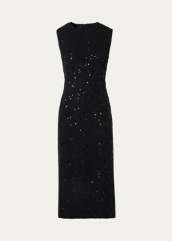 AkrisSequined Tweed Midi Sheath Dress