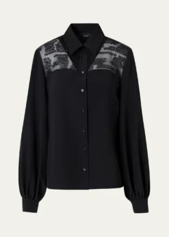 AkrisSequin Embellished Silk Crepe Blouse