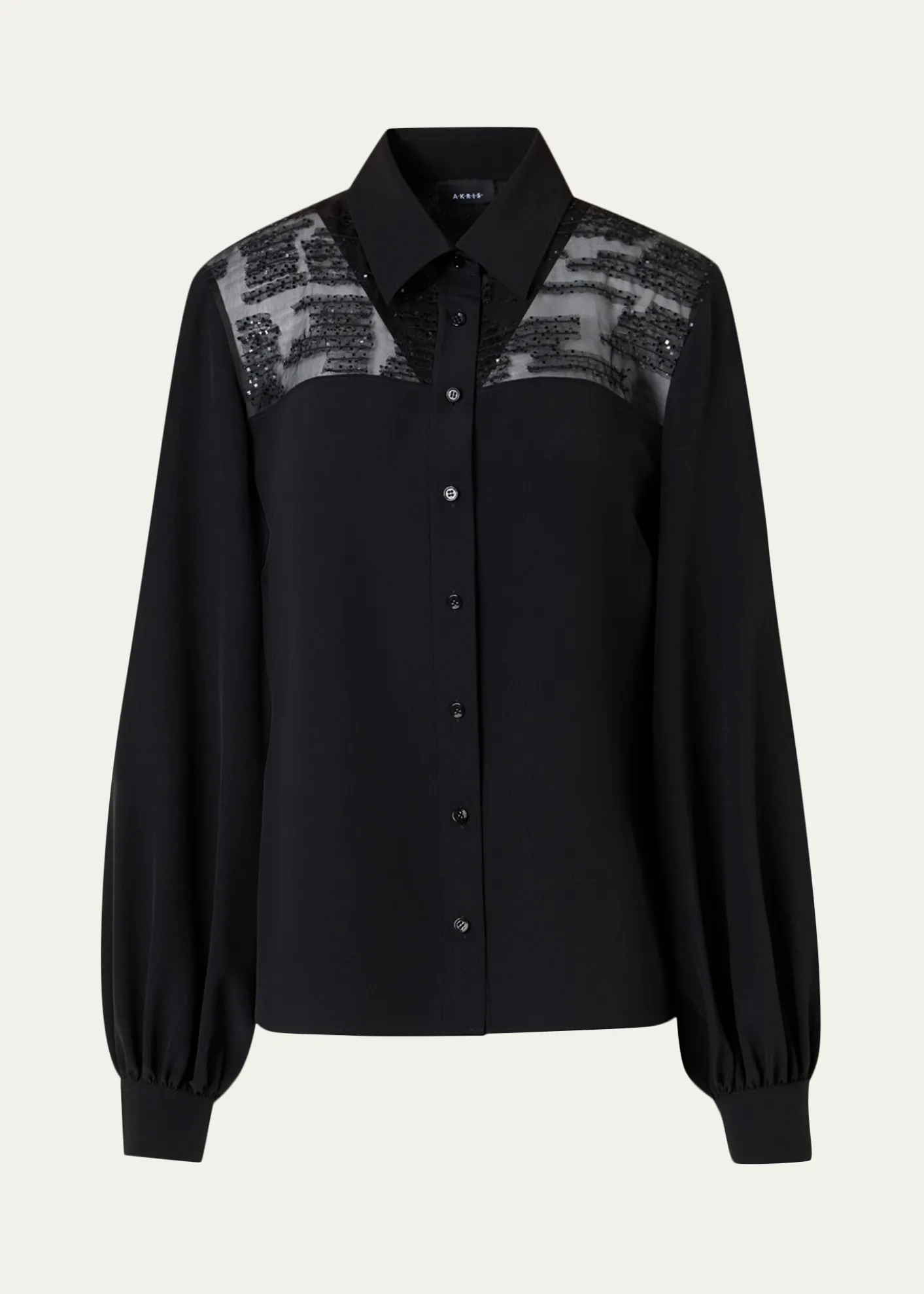 AkrisSequin Embellished Silk Crepe Blouse