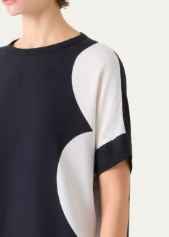 AkrisSilk-Front Short-Sleeve Sweater