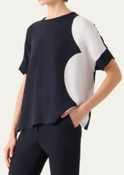 AkrisSilk-Front Short-Sleeve Sweater