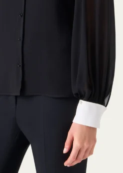 AkrisSilk Georgette Button-Down Blouse