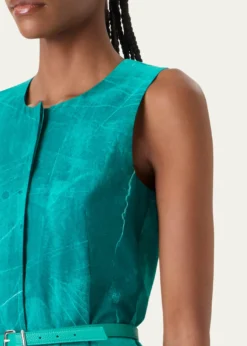 AkrisSleeveless Cotton Voile Belted Midi Dress