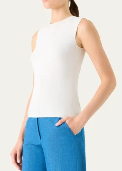 AkrisSleeveless Fitted Silk Knit Top