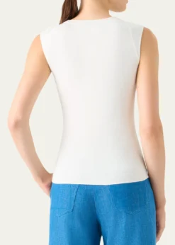 AkrisSleeveless Fitted Silk Knit Top