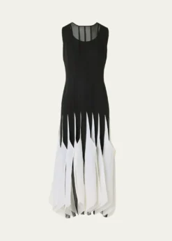 AkrisSleeveless Panama Silk Organza Seamed Midi Dress