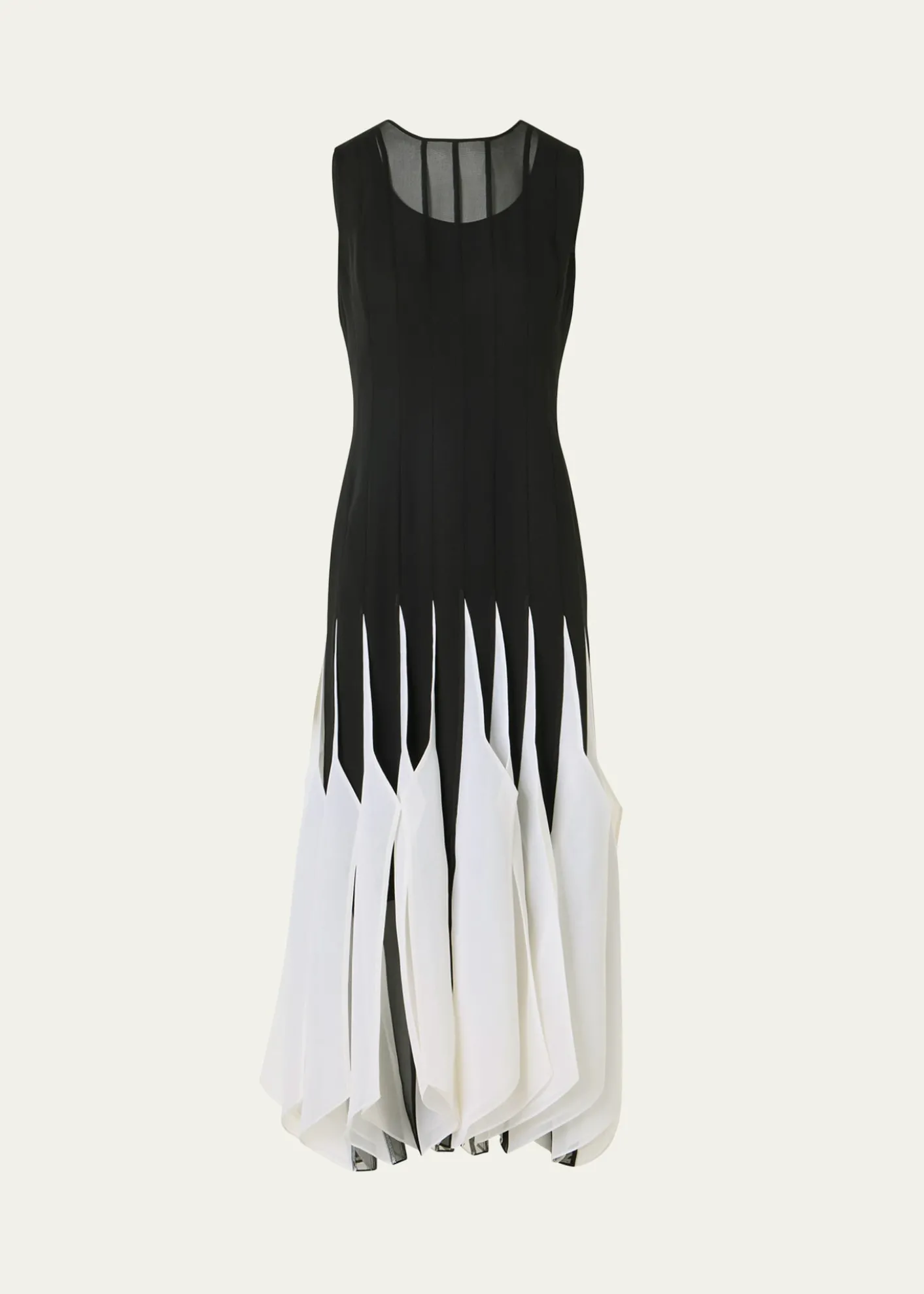 AkrisSleeveless Panama Silk Organza Seamed Midi Dress