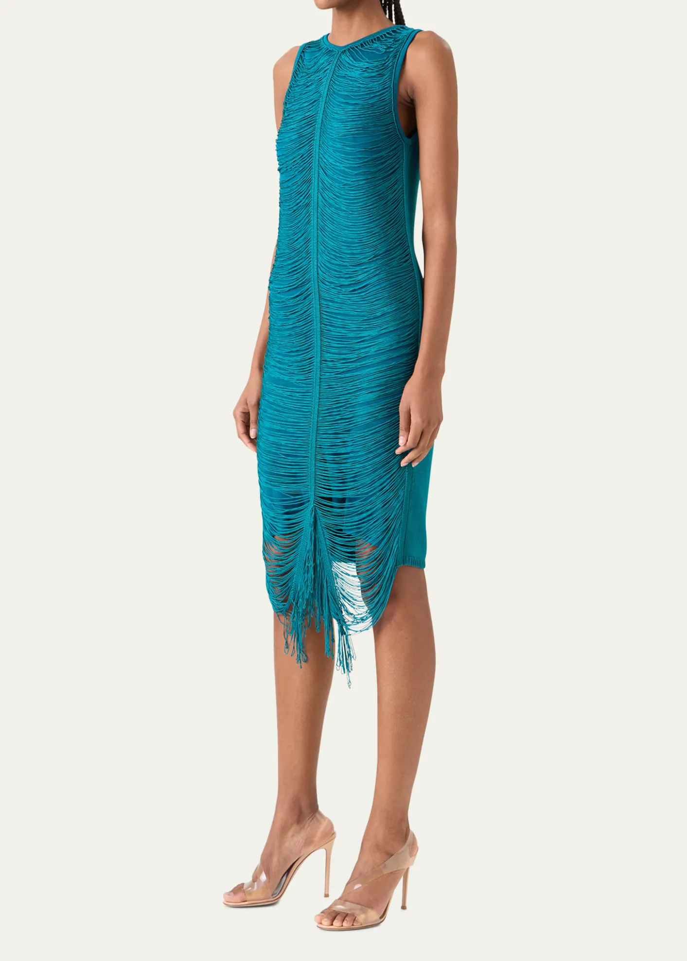 AkrisSleeveless Silk Knit Midi Sheath Dress