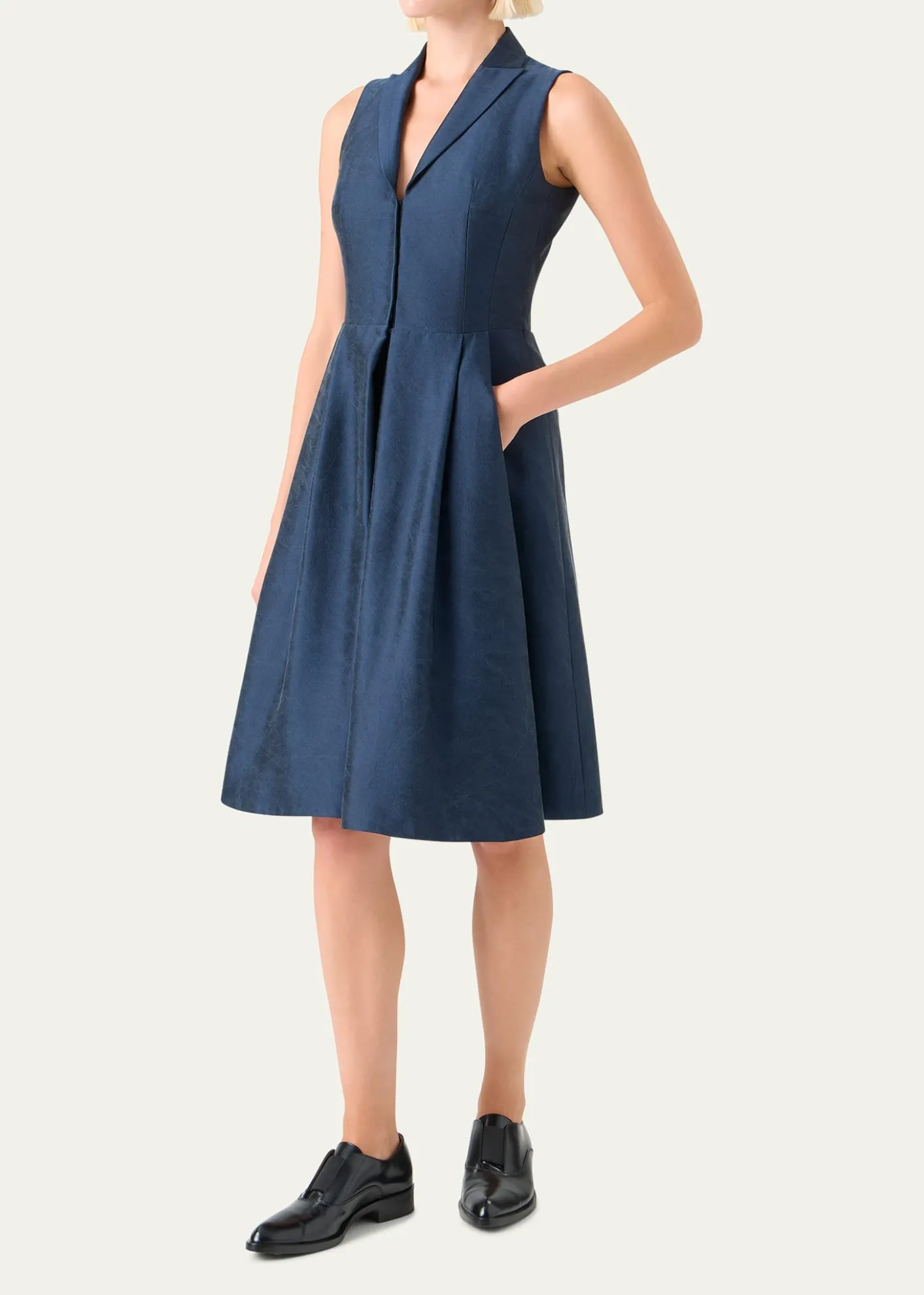 AkrisSleeveless Silk Shantung Trench Dress