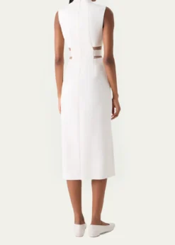 AkrisSleeveless Waist-Inset Side-Slit Midi Dress