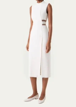 AkrisSleeveless Waist-Inset Side-Slit Midi Dress