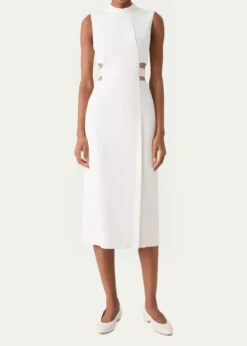AkrisSleeveless Waist-Inset Side-Slit Midi Dress