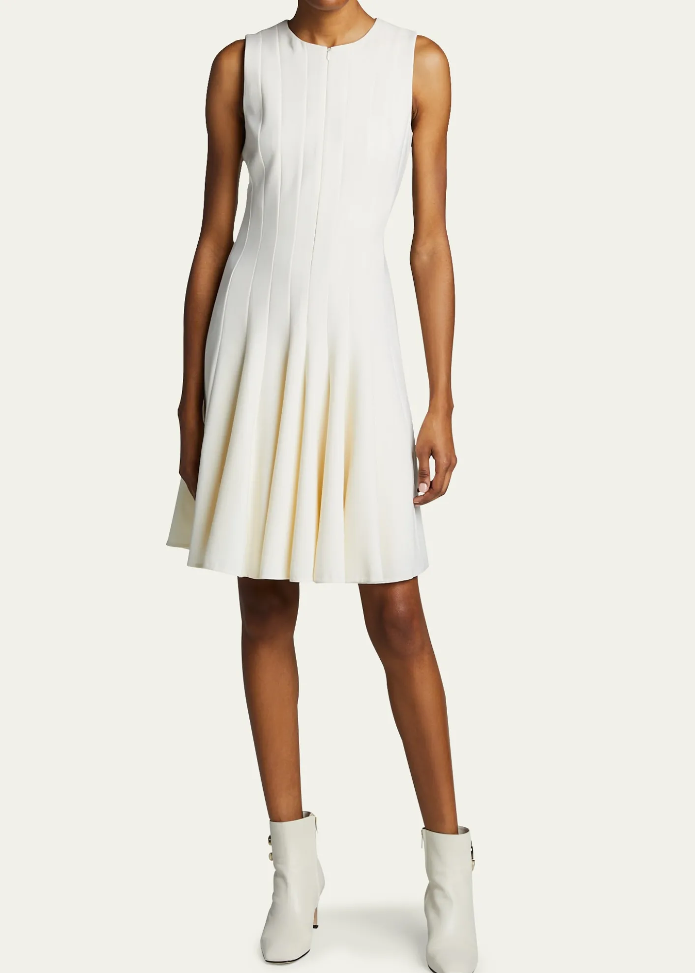 AkrisSleeveless Zip-Front Seamed A-Line Dress