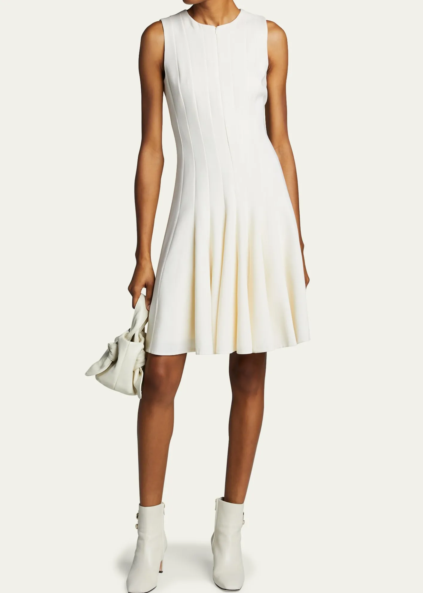 AkrisSleeveless Zip-Front Seamed A-Line Dress