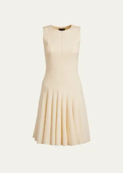 AkrisSleeveless Zip-Front Seamed A-Line Dress