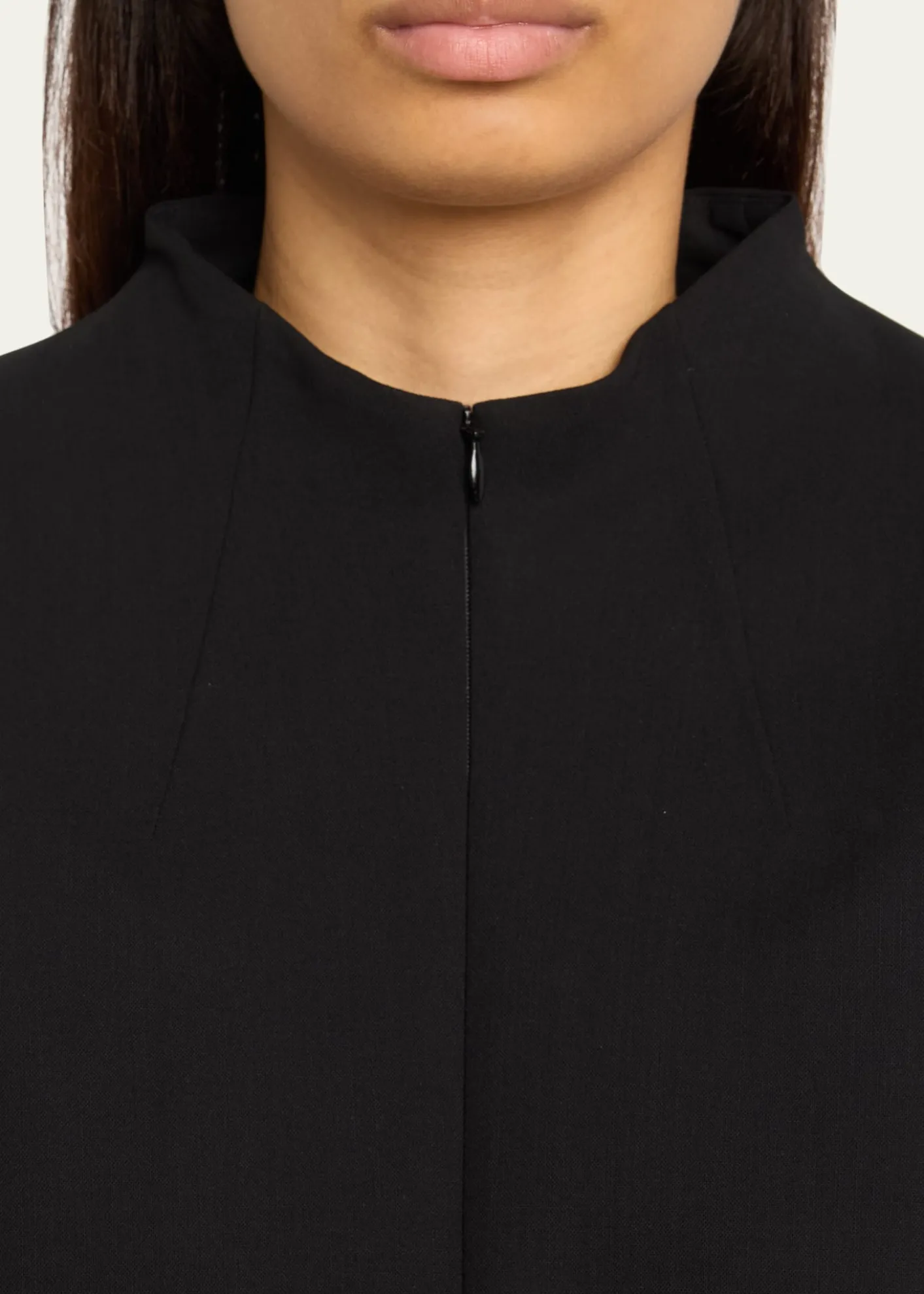 AkrisSplit-Neck Double-Face Wool Sheath Dress