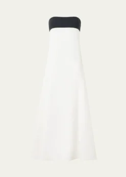 AkrisStrapless Denim A-Line Ankle Dress