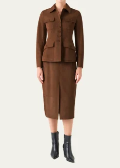 AkrisSuede Midi Pencil Skirt