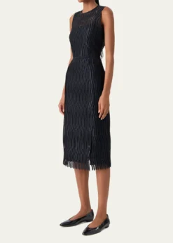 AkrisTechno Wave Guipure Sheath Midi Dress