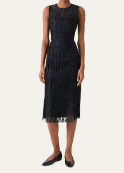 AkrisTechno Wave Guipure Sheath Midi Dress